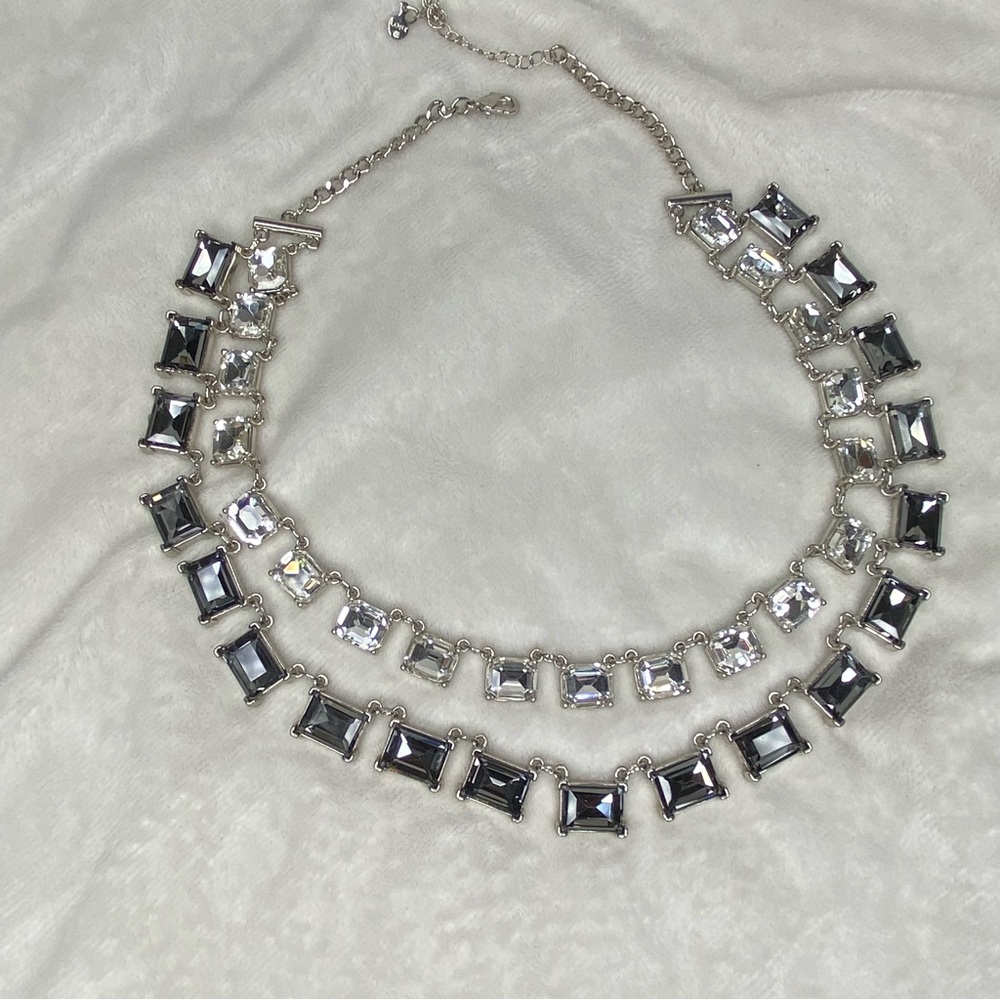 Loft Double Strand Rectangle Rhinestone Statement… - image 5